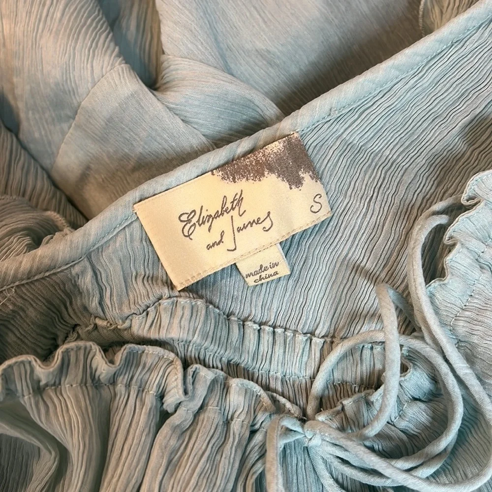 Elizabeth and James Pale Blue Sheer Silk Ruffled Mini Dress Size S - Picture 6 of 7